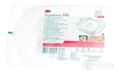 3M Tegaderm CHG 1658R [SELP] 10cm x 12cm, transparentní, antimikrobiální krytí 1x1 ks